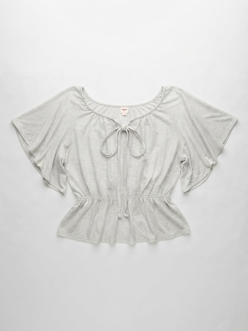 Mossimo Supply Co. Cream Peplum Flutter Sleeve Tie-Front Top Size L